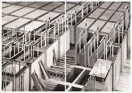 Crossing the Abyss, 2019. Diptych, ink on paper